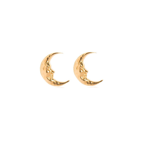 TINY MOON STUDS GOLD